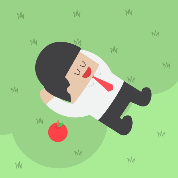 商人在苹果树下休息图片下载