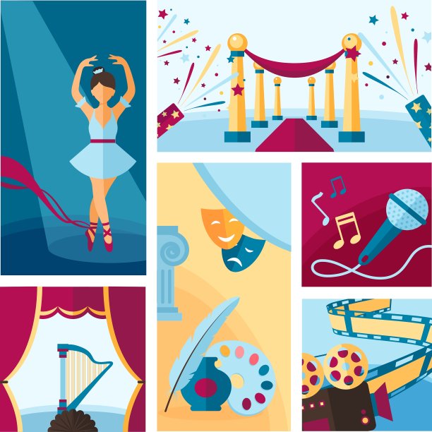 艺术和文化装饰横幅套装图片下载