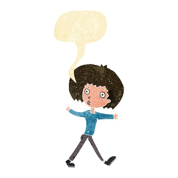 卡通惊讶的人走着说话气泡图片下载