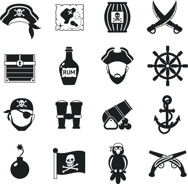 海盗图标设置为黑色图片下载