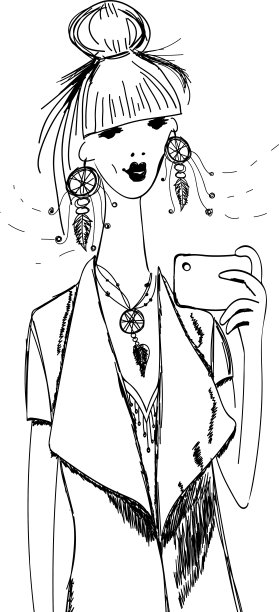 年轻时尚女子波西米亚风格与图片下载