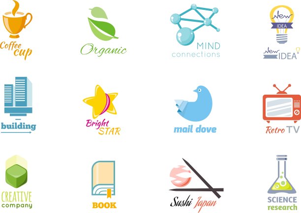 一套标志设计平面图标孤立图片下载