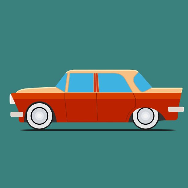 老爷车孤立在绿色上图片下载