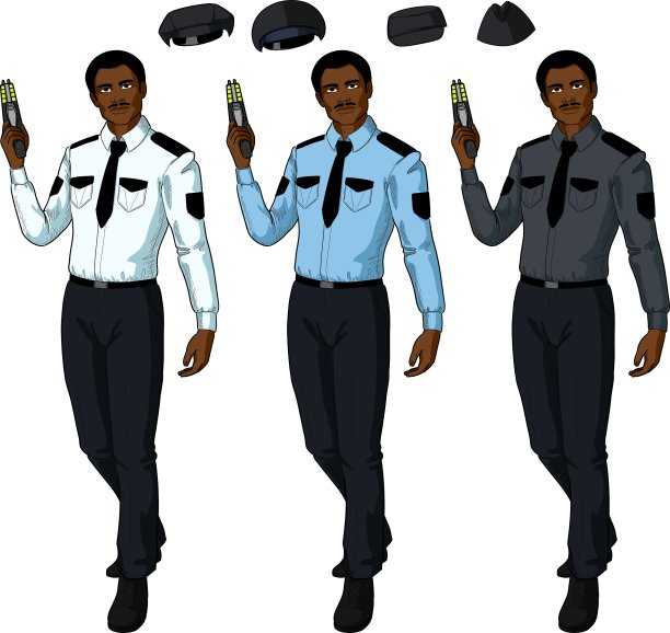 非洲男警官手持泰瑟枪图片下载