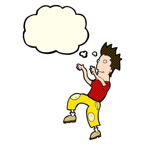 卡通快乐的人做滑稽的舞蹈与思想图片下载