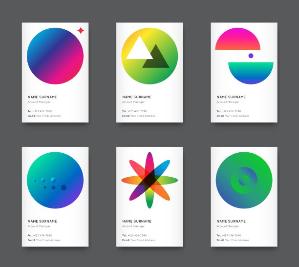 明亮时尚的垂直名片集图片下载