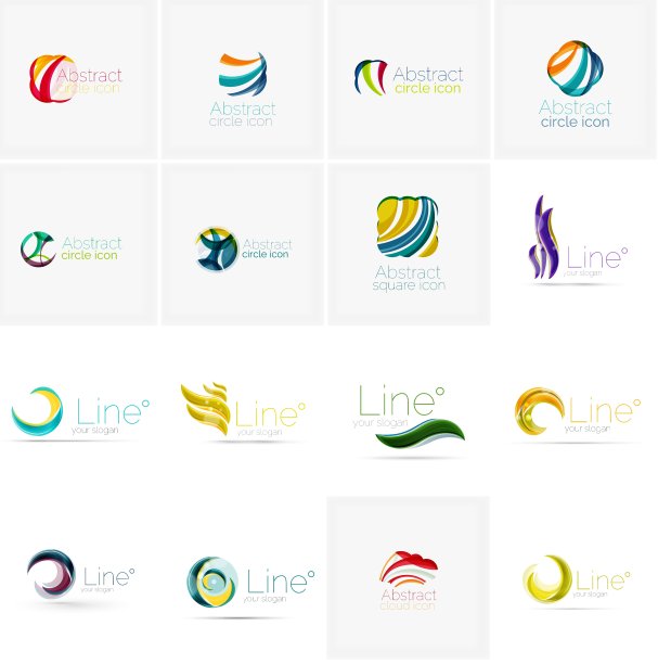 一组抽象的波浪元素圆漩涡和图片下载