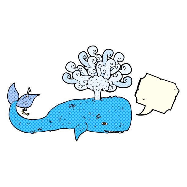 卡通鲸鱼与讲话气泡图片下载