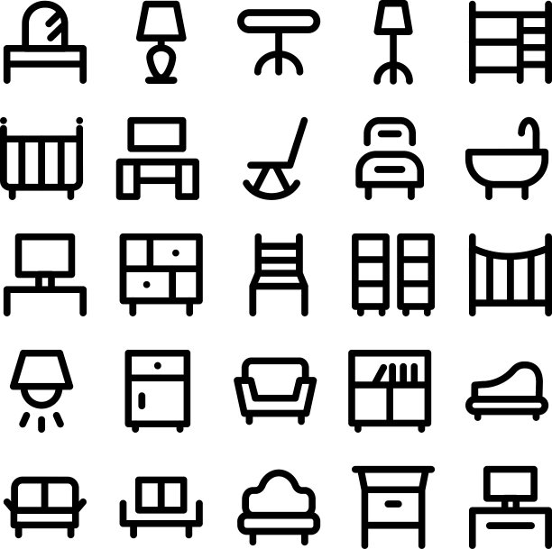 建筑物和家具的图标图片下载