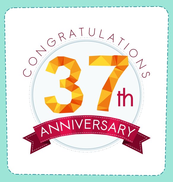 彩色多边形周年标志3 037图片下载