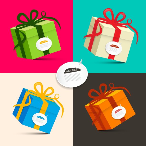 礼品盒-复古的彩色纸礼品盒套装图片下载