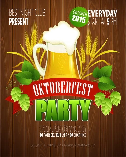 啤酒节背景与啤酒海报模板图片下载