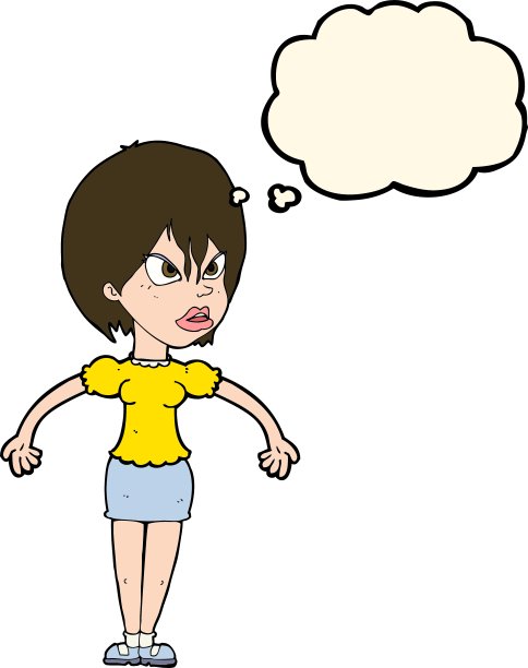 卡通烦女人用思想泡泡图片下载