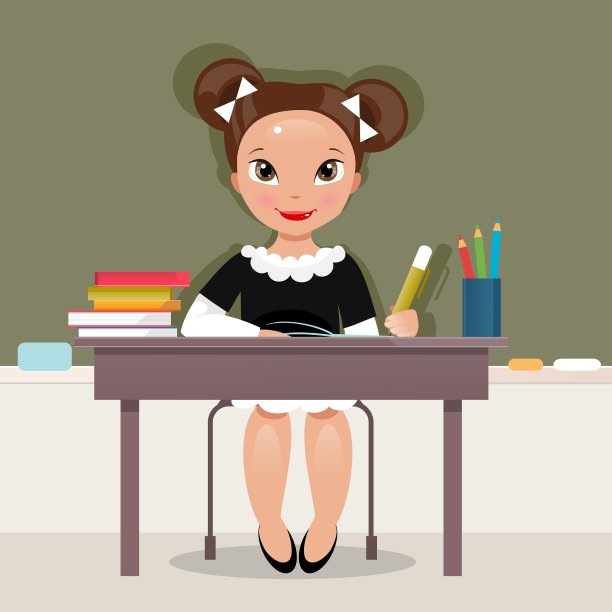 女生在课桌前图片下载