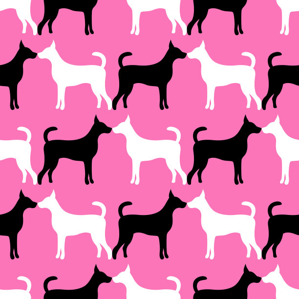 动物无缝图案的爱狗剪影图片下载