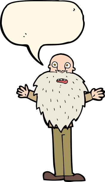 卡通胡子老人和讲话气泡图片下载