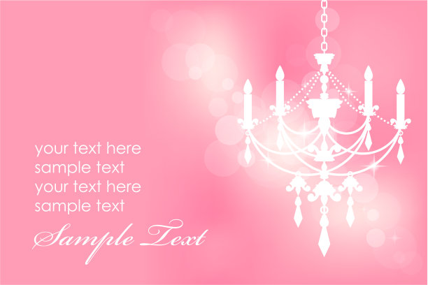 粉红色明信片上的吊灯图片下载