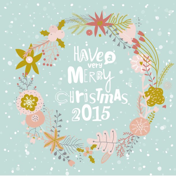 圣诞书法祝愿和冬季元素图片下载