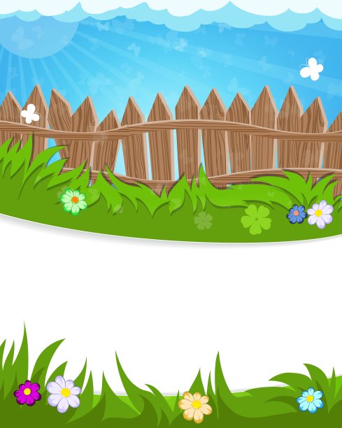 绿色草地上的篱笆图片下载