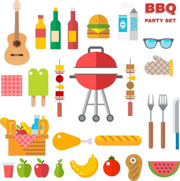 平面设计野餐烧烤元素图片下载