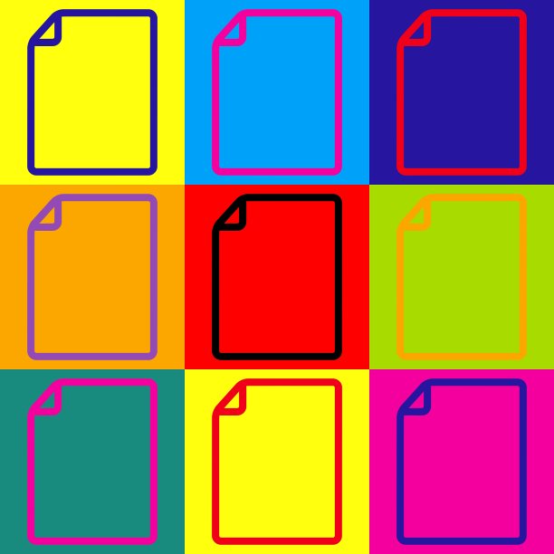 文件签名波普艺术风格的图标集图片下载