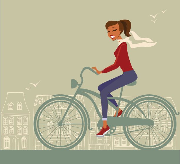 女孩骑自行车图片下载