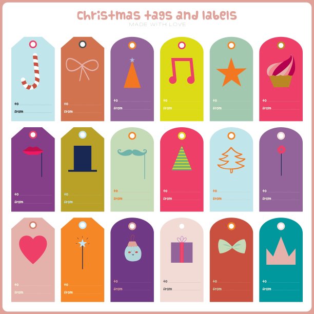 复古的圣诞和新年祝福贴纸图片下载