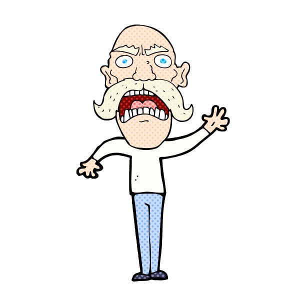漫画卡通愤怒的老人图片下载
