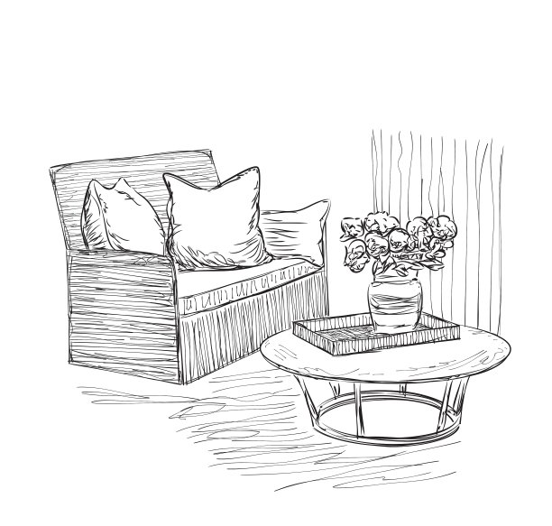 室内效果图手绘桌椅图片下载