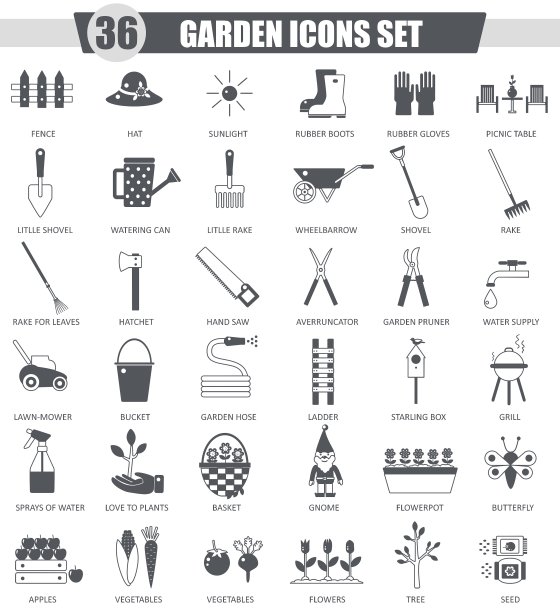 花园黑色图标设置深灰色经典图片下载