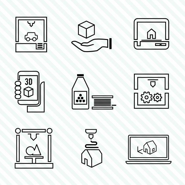 打印机3d图标集图片下载