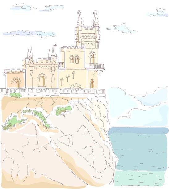 手绘的中世纪古城堡图片下载