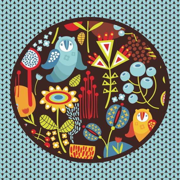 猫头鹰和鲜花图片下载