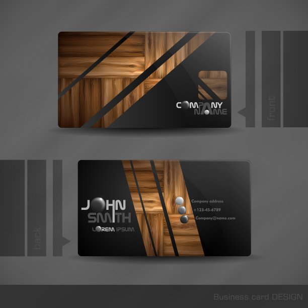 名片设计与木材纹理图片下载
