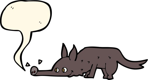 卡通狗嗅地板和语音泡沫图片下载