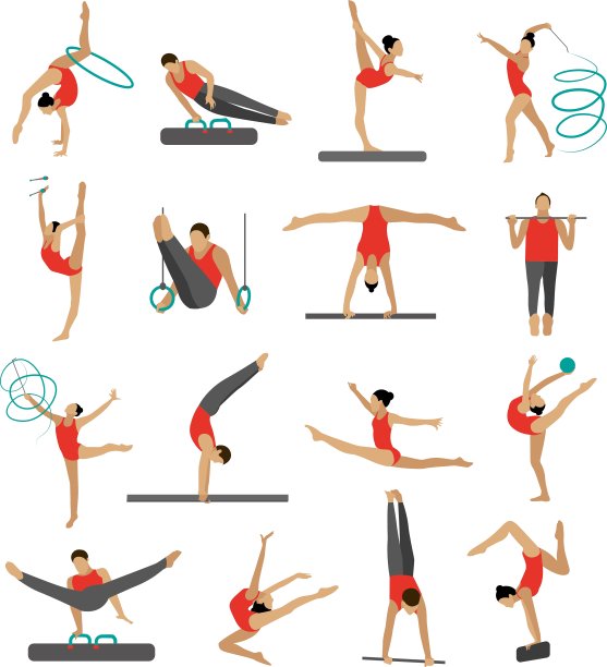 一组运动体操姿势的人图片下载