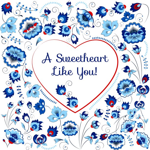 斯拉夫风格的心形情人节卡片图片下载