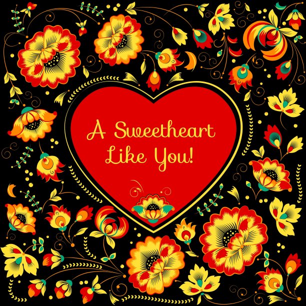 斯拉夫风格的心形情人节卡片图片下载