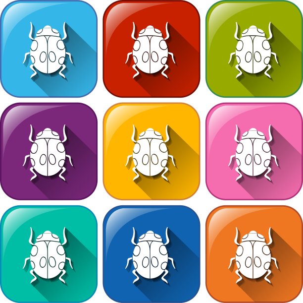 五颜六色的圆形按钮与bug图片下载