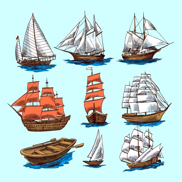 船舶和船只素描集图片下载
