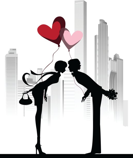 在城市上空接吻的情侣图片下载