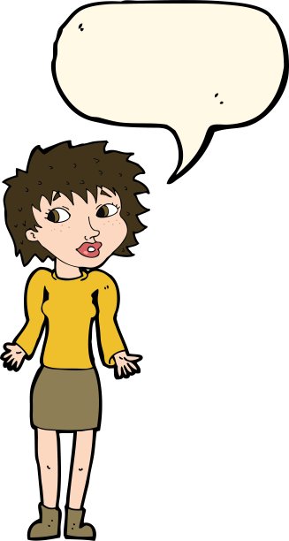 卡通女人耸肩讲话图片下载