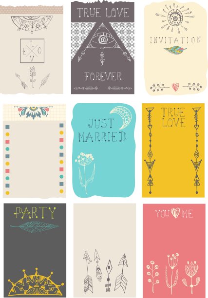 手绘的花卉卡片图片下载