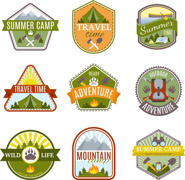 露营标志图标集图片下载