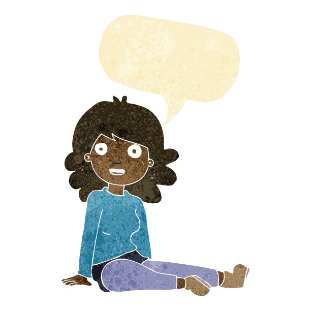 卡通快乐的女人用言语泡泡图片下载