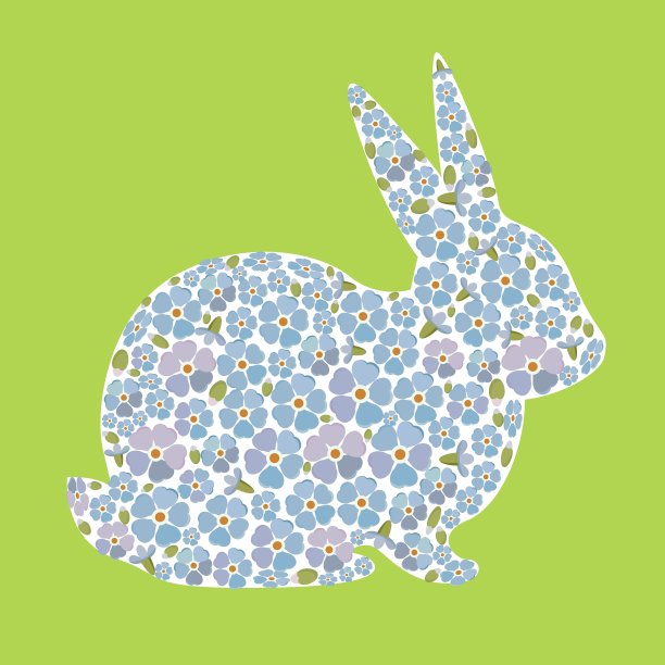 设计与兔子从花勿忘我图片下载