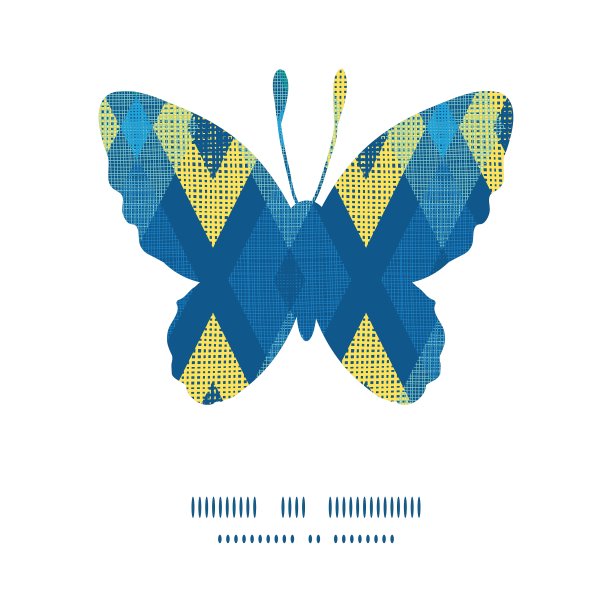 彩色织物伊卡特钻石蝴蝶剪影图片下载