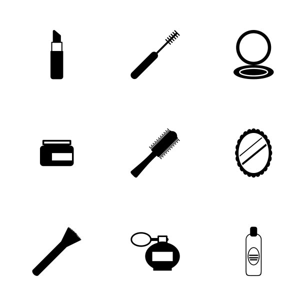 黑色化妆品眼睛图标集图片下载