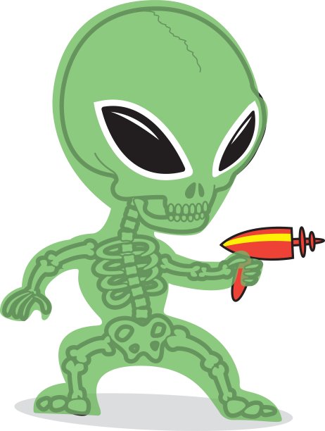 带着射线枪的小外星人图片下载