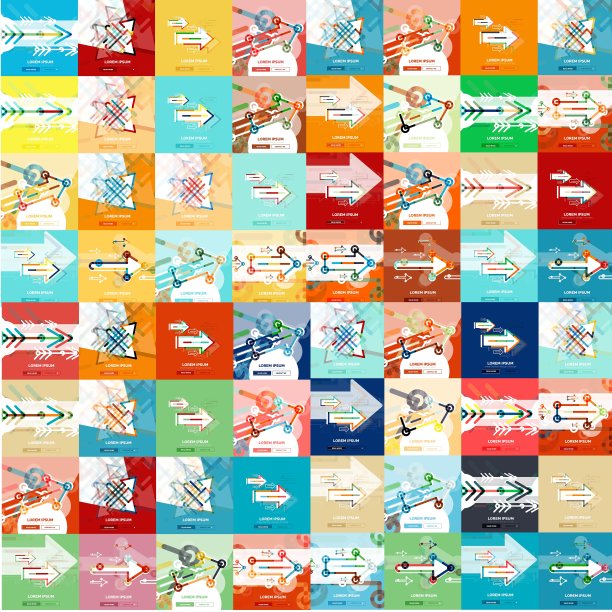 一套细线箭头几何方形横幅图片下载